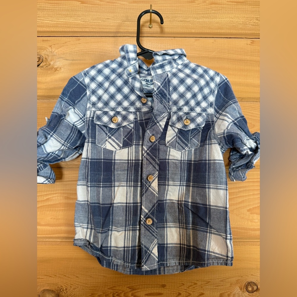 OshKosh B'gosh Blue Plaid Shirt Size 18 Months